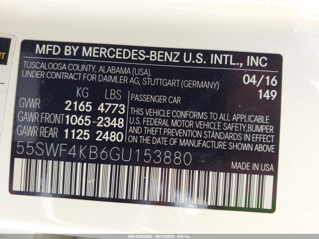 55SWF4KB6GU153880 Mercedes-Benz 2016