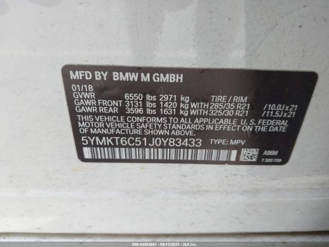 5YMKT6C51J0Y83433 BMW X5 M