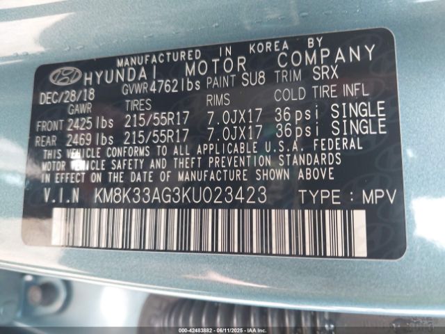 KM8K33AG3KU023423 Hyundai hmc battery + traction motor