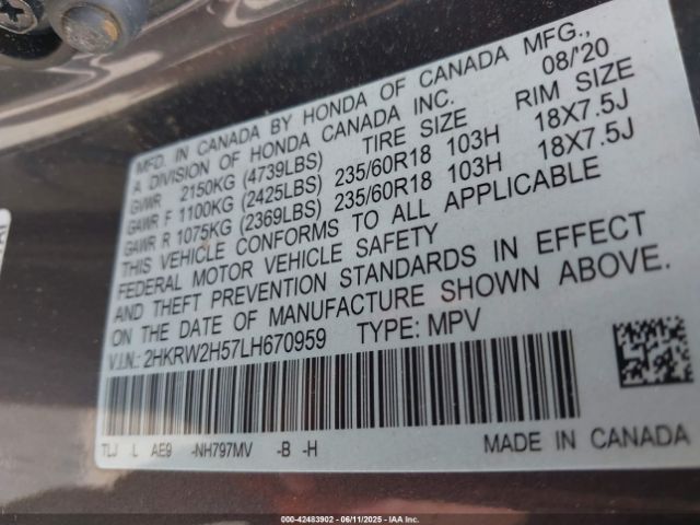 2020 HONDA CR-V 2HKRW2H57LH670959 Photo 8