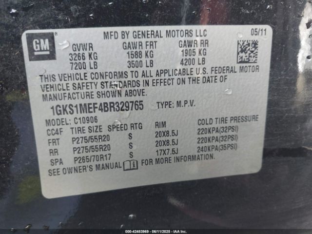 2011 GMC YUKON XL 1500 1GKS1MEF4BR329765 Photo 8