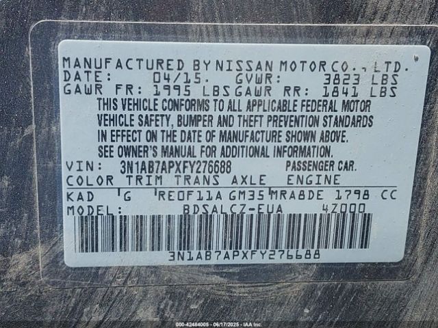 2015 NISSAN SENTRA 3N1AB7APXFY276688 Photo 8