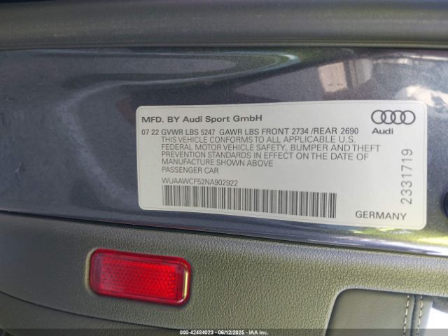 2022 AUDI RS 5 SPORTBACK WUAAWCF52NA902922 Photo 8