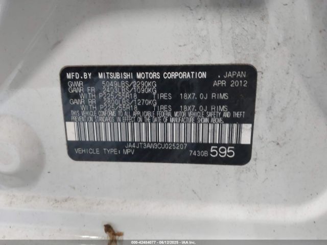 2012 MITSUBISHI OUTLANDER JA4JT3AW3CU025207 Photo 8