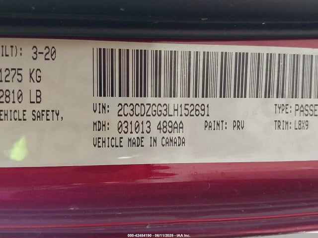 2C3CDZGG3LH152691 Dodge 2020