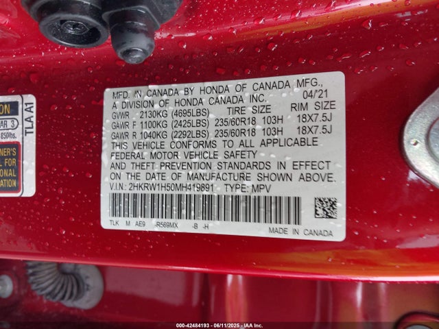 2HKRW1H50MH419891 Honda l15be