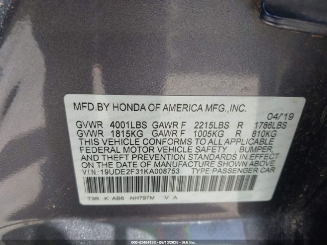 2019 ACURA ILX 19UDE2F31KA008753 Photo 8