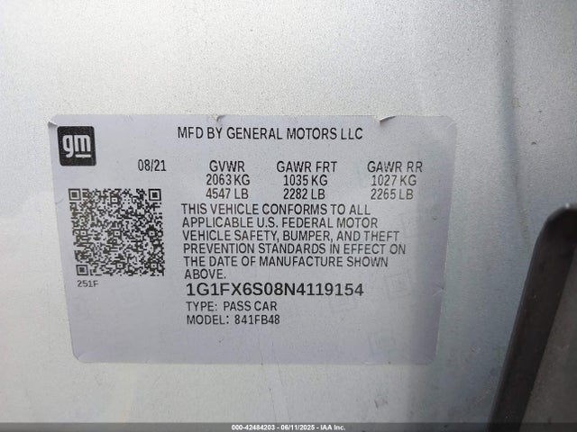 1G1FX6S08N4119154 Chevrolet 2022