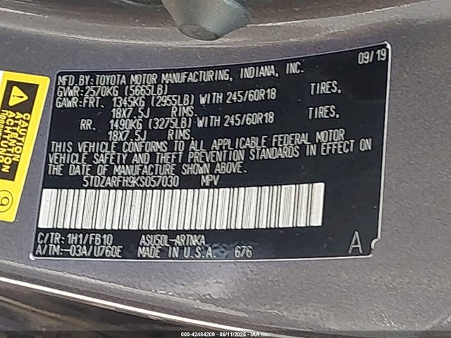 5TDZARFH9KS057030 Toyota 1ar-fe
