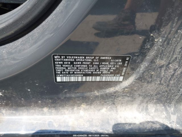 1VWDT7A31HC036894 Volkswagen Passat 1.8t R-line