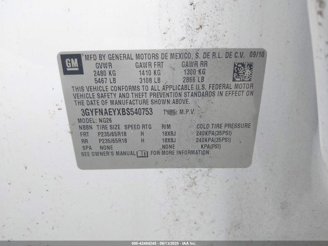 2011 CADILLAC SRX 3GYFNAEYXBS540753 Photo 8