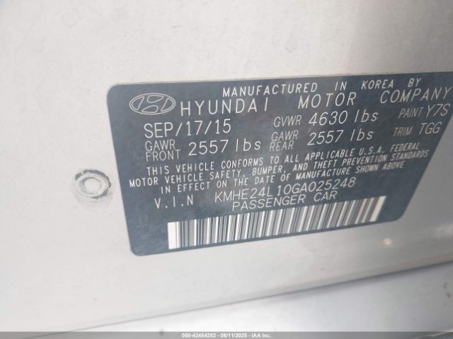 KMHE24L10GA025248 Hyundai Sonata Hybrid Se