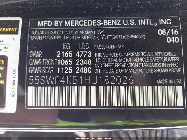 55SWF4KB1HU182026 Mercedes-Benz 2017