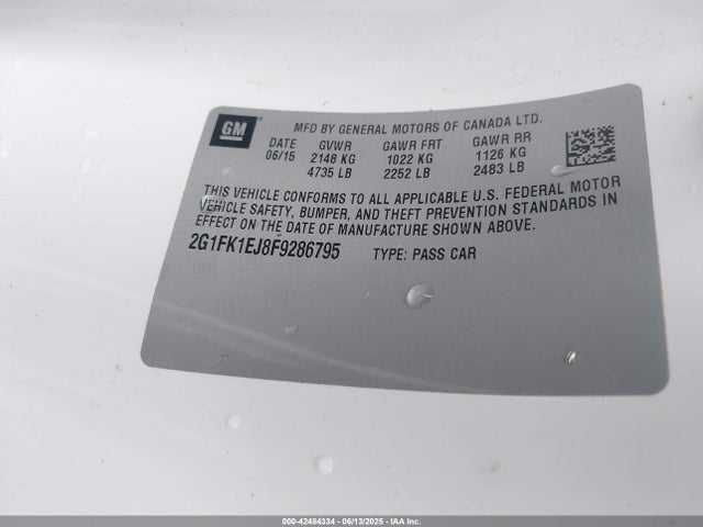 Chevrolet l99 2015 2G1FK1EJ8F9286795 Image 9