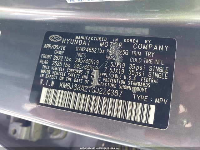 Hyundai Tucson 2016 KM8J33A21GU224387 Image 9