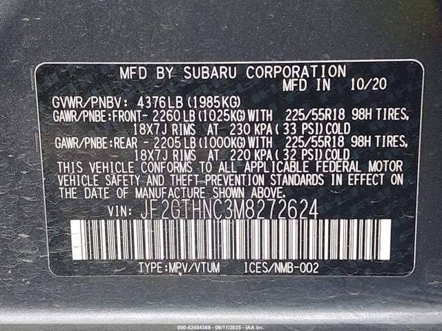 JF2GTHNC3M8272624 Subaru na