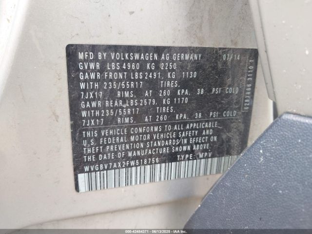 WVGBV7AX2FW518756 Volkswagen TIGUAN SE