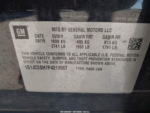 1G1JC5SH7F4210567 Chevrolet luw