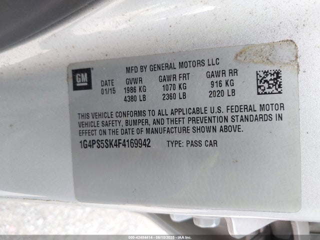 1G4PS5SK4F4169942 Buick Verano Leather Group