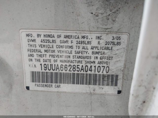 2005 ACURA TL 19UUA66285A041070 Photo 8