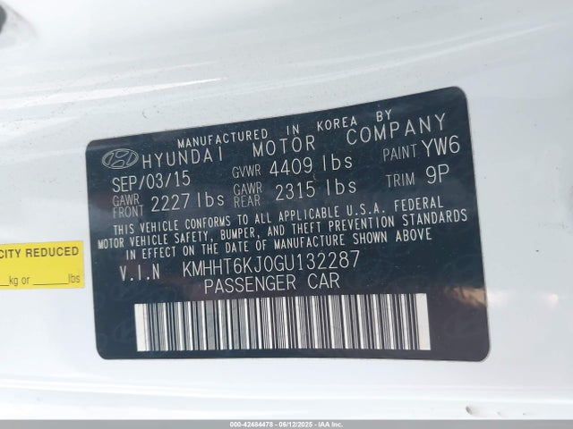 KMHHT6KJ0GU132287 Hyundai g 3.8 gdi lambda ii