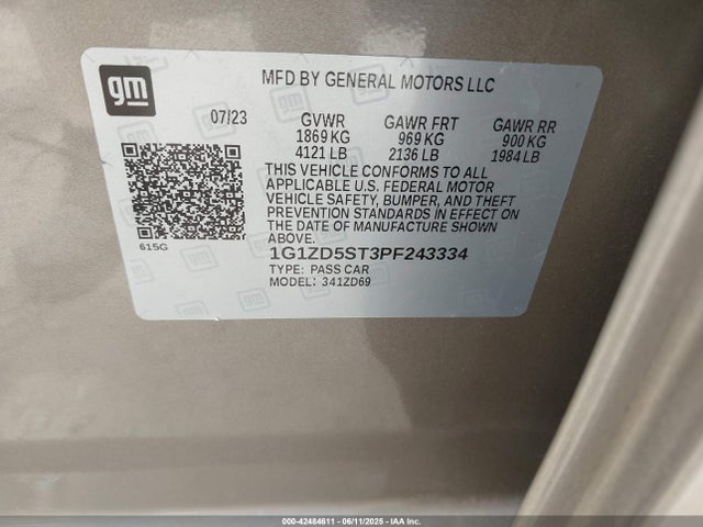 1G1ZD5ST3PF243334 Chevrolet Malibu Fwd 1lt