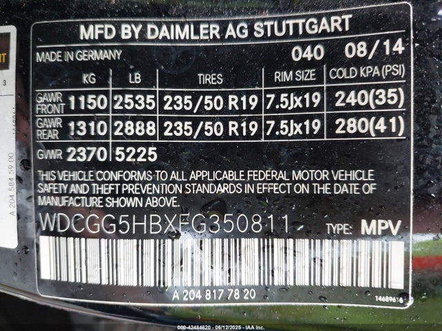 WDCGG5HBXFG350811 Mercedes-Benz 2015