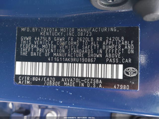 4T1G11AK9RU190867 Toyota CAMRY SE