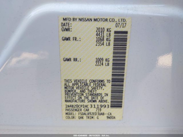 1N4BZ0CP1HC311993 Nissan Leaf