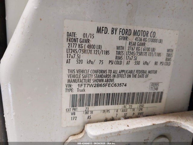 1FT7W2B65FEC63574 Ford 2015