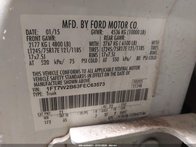Ford F-250 2015 1FT7W2B63FEC63573 Image 9
