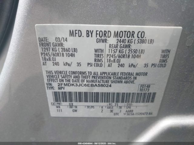 2FMDK3JC6EBA58024 Ford EDGE SEL