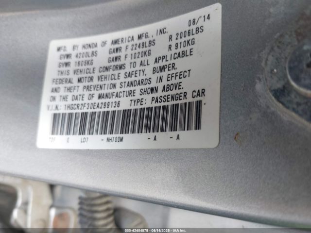 1HGCR2F30EA299136 Honda k24w1