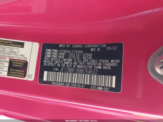 JF1ZNBF16N8754622 Toyota Gr86 Premium