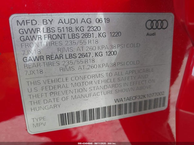 2019 AUDI Q3 WA1AECF32K1077002 Photo 8