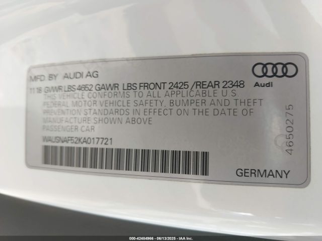 2019 AUDI A5 WAUSNAF52KA017721 Photo 8