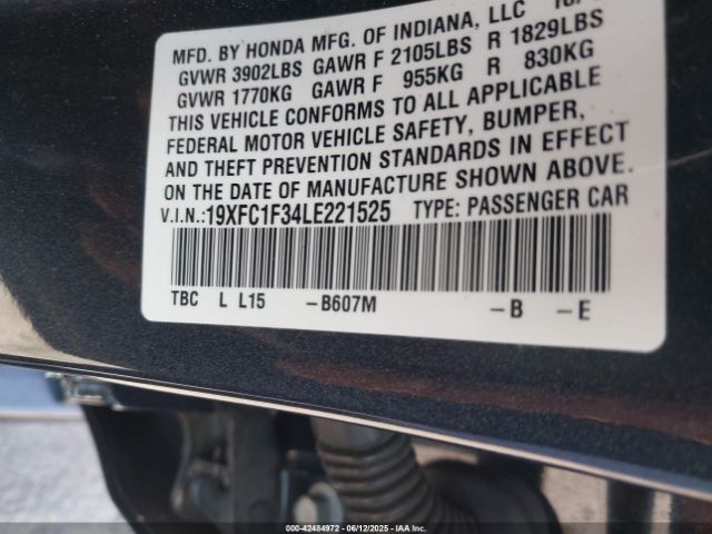 2020 HONDA CIVIC 19XFC1F34LE221525 Photo 8