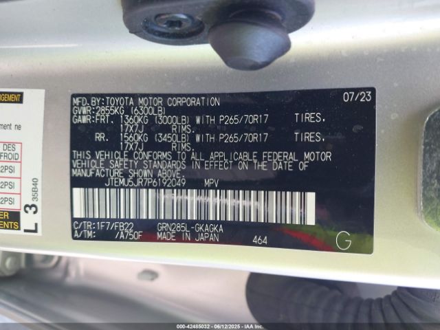 JTEMU5JR7P6192049 Toyota 4RUNNER SR5