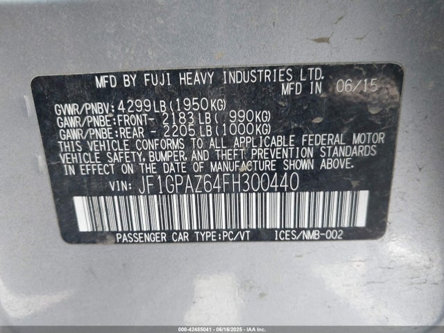 JF1GPAZ64FH300440 Subaru 2.0l na