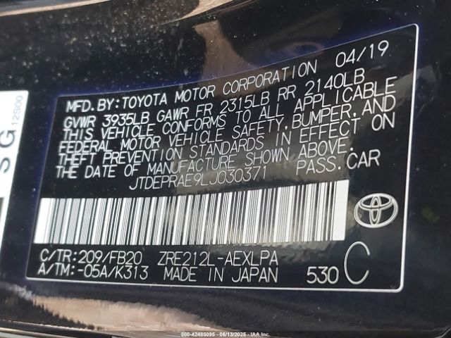 2020 TOYOTA COROLLA JTDEPRAE9LJ030371 Photo 8