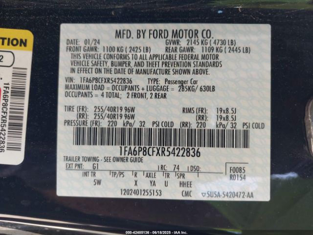 2024 FORD MUSTANG 1FA6P8CFXR5422836 Photo 8