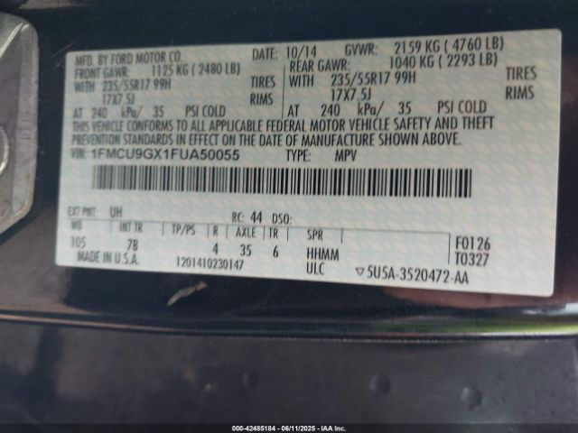 1FMCU9GX1FUA50055 Ford ESCAPE SE