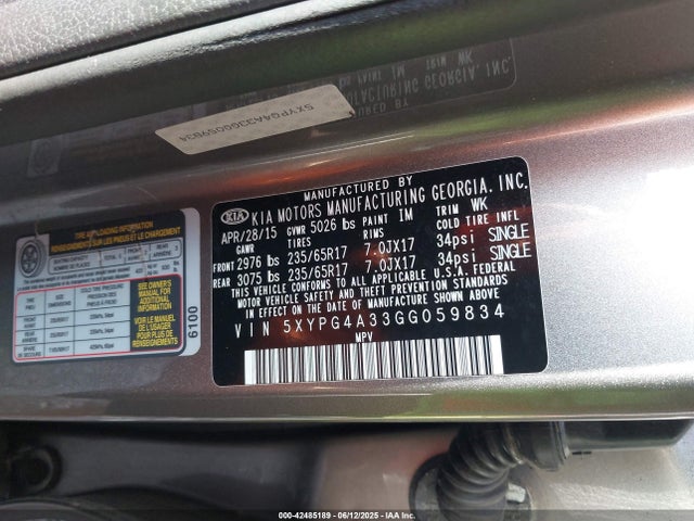 5XYPG4A33GG059834 KIA dohc gdi theta ii