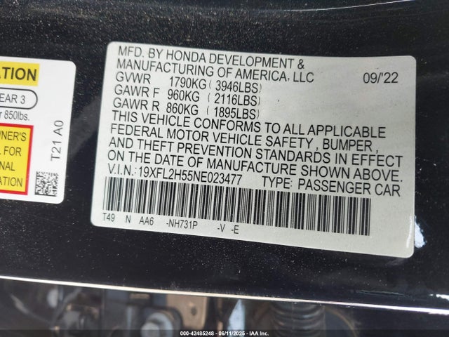 Honda k20c2 2022 19XFL2H55NE023477 Image 9