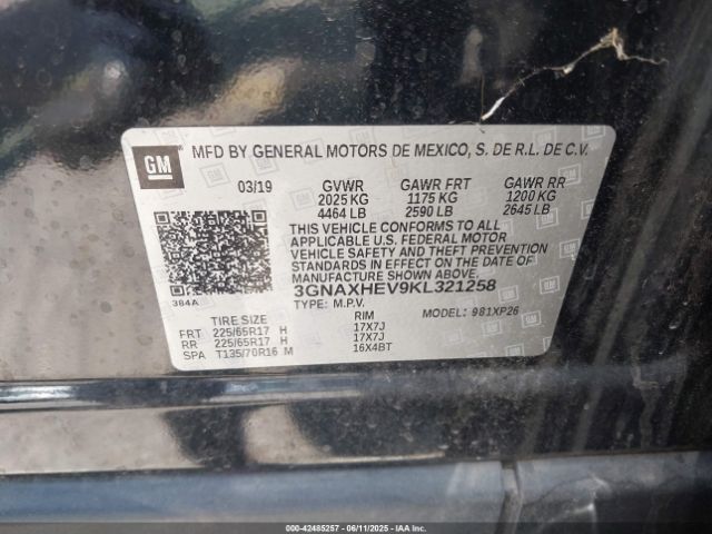 2019 CHEVROLET EQUINOX 3GNAXHEV9KL321258 Photo 8