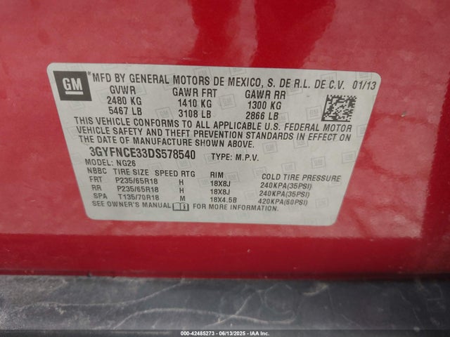 2013 CADILLAC SRX 3GYFNCE33DS578540 Photo 8