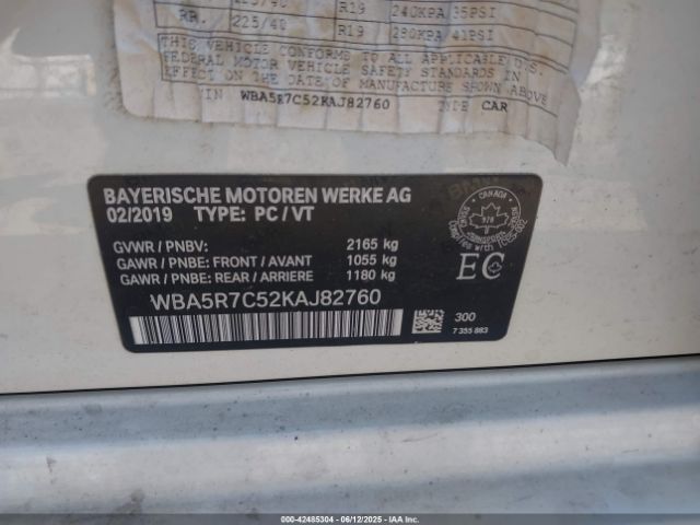WBA5R7C52KAJ82760 BMW 2019