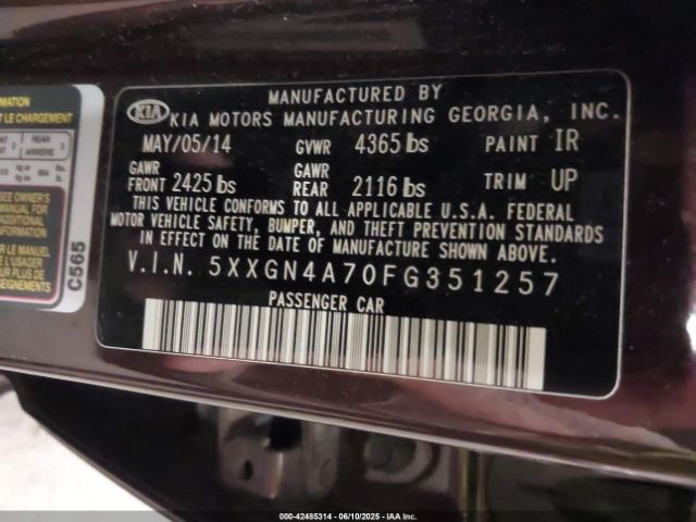 5XXGN4A70FG351257 KIA OPTIMA EX