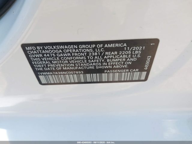 2022 VOLKSWAGEN PASSAT 1VWMA7A36NC007893 Photo 8