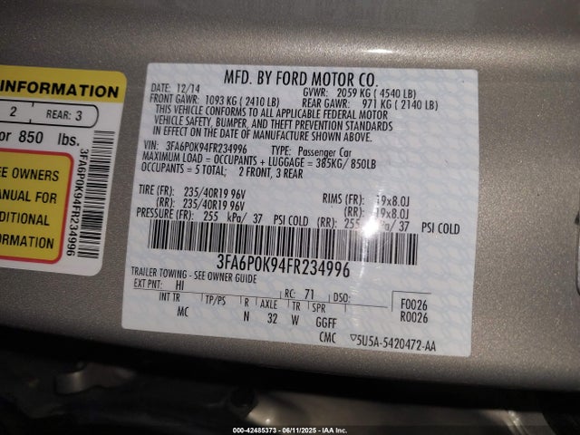 3FA6P0K94FR234996 Ford 2015